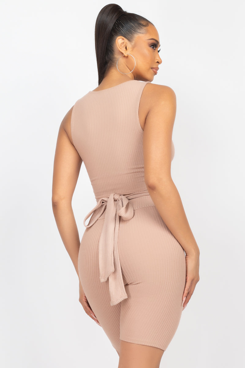 Ensemble short de motard tricoté