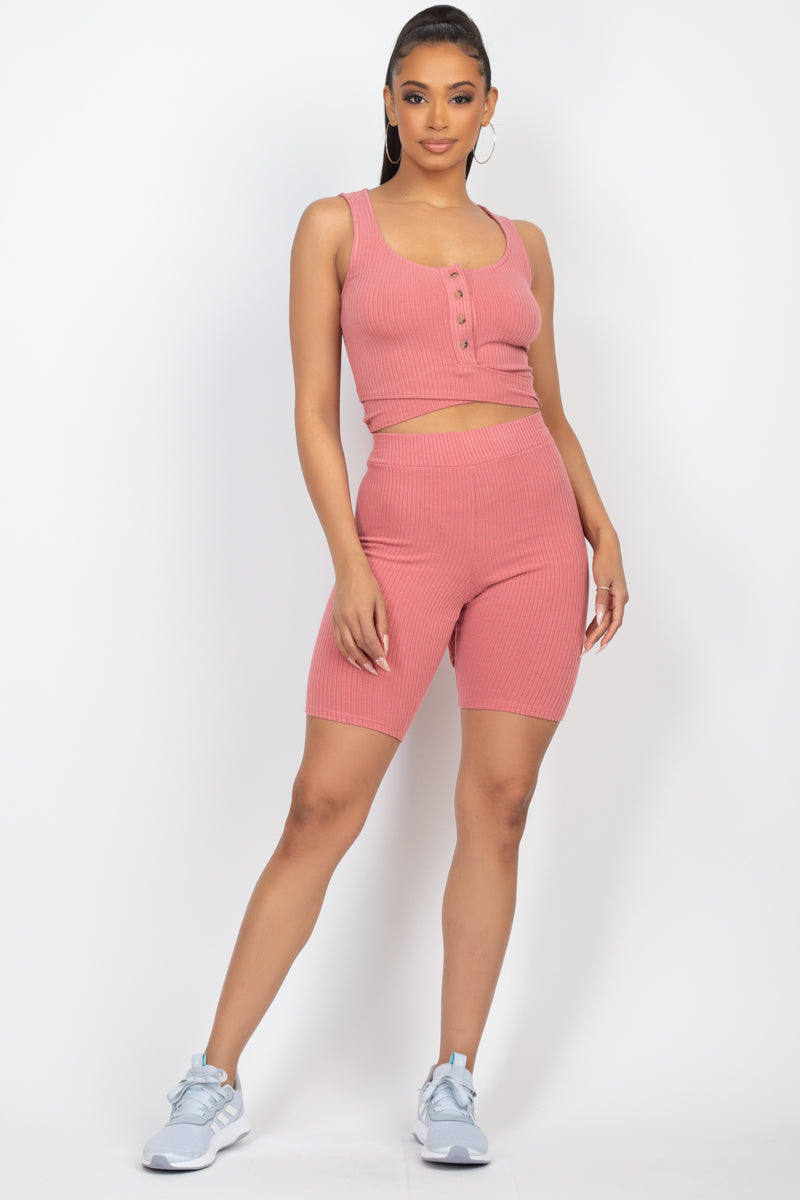 Ensemble short de motard tricoté