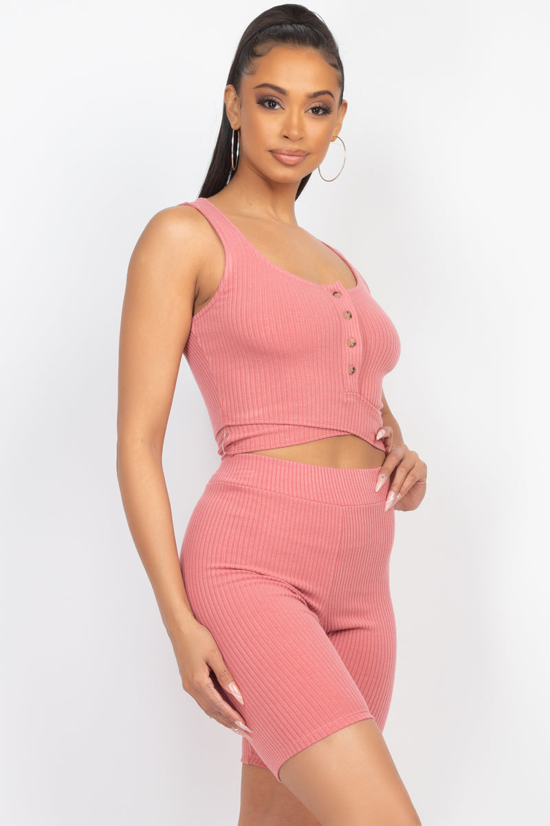 Ensemble short de motard tricoté