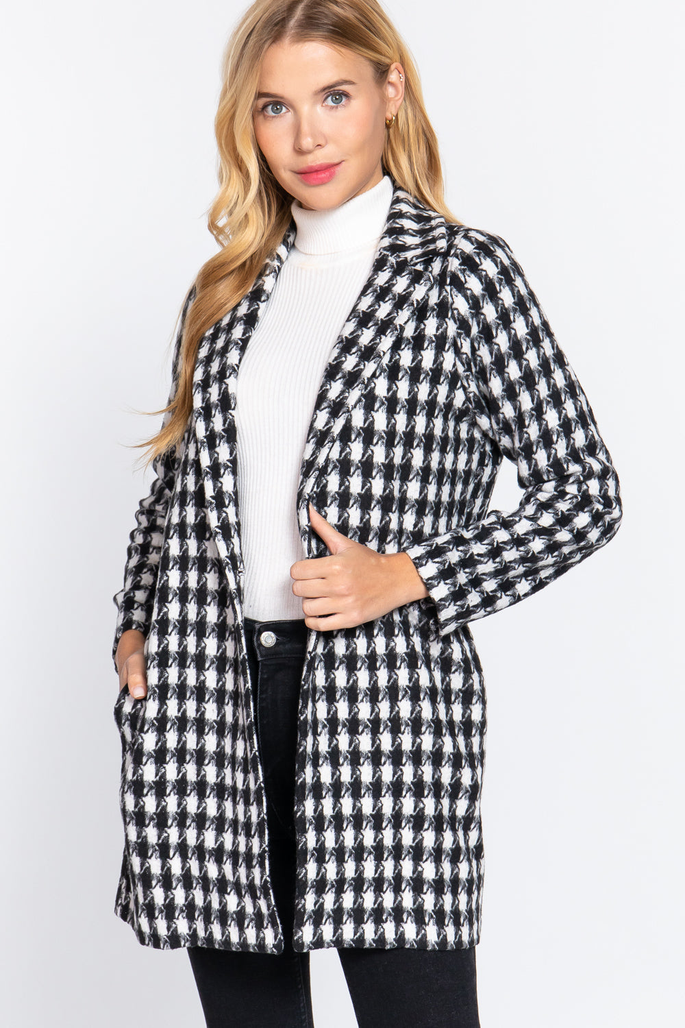Veste Jacquard à Un Bouton