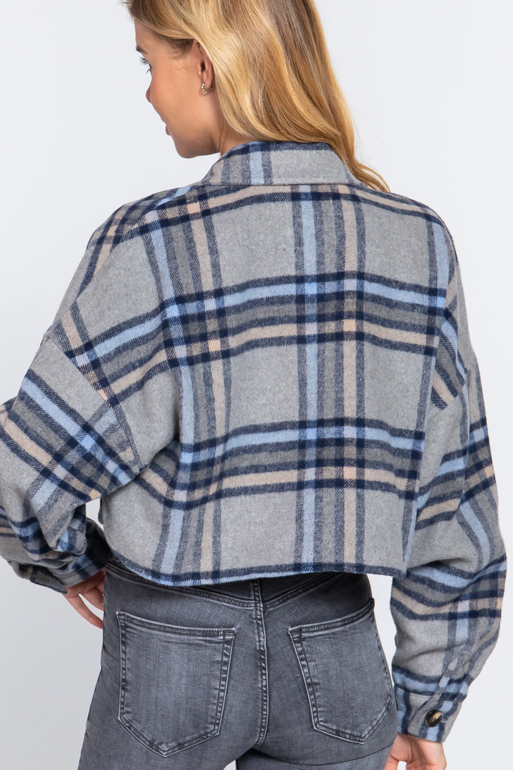 Veste courte surdimensionnée à carreaux