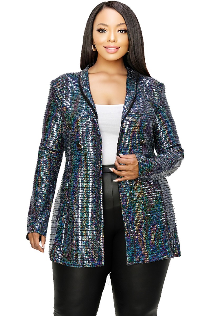 Blazer con doble botonadura y lentejuelas metálicas Disco Plus