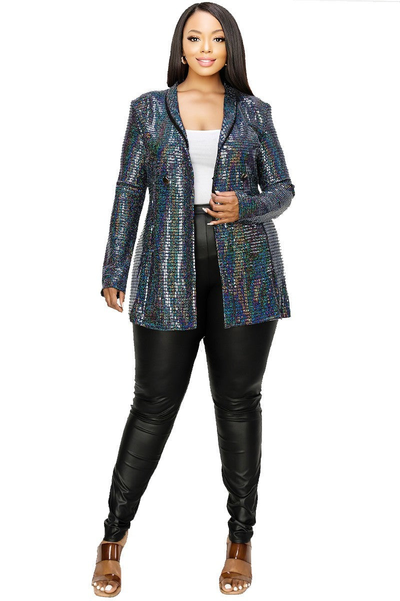 Blazer con doble botonadura y lentejuelas metálicas Disco Plus