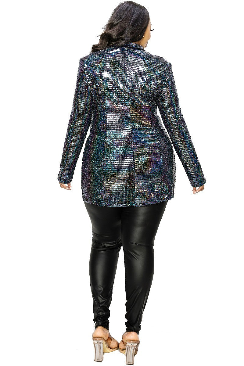 Blazer con doble botonadura y lentejuelas metálicas Disco Plus