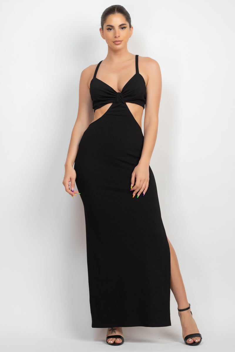 Vestido largo con abertura lateral y recortes (6 colores)