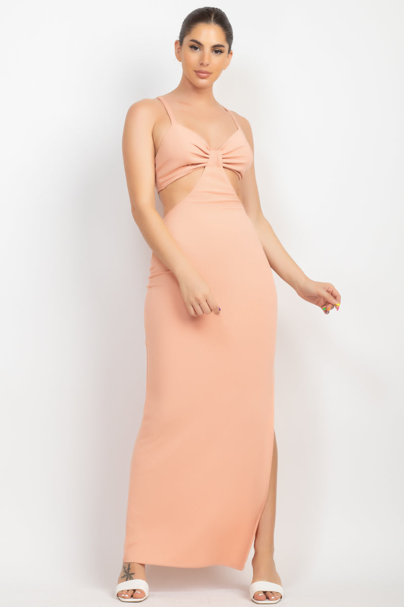 Vestido largo con abertura lateral y recortes (6 colores)