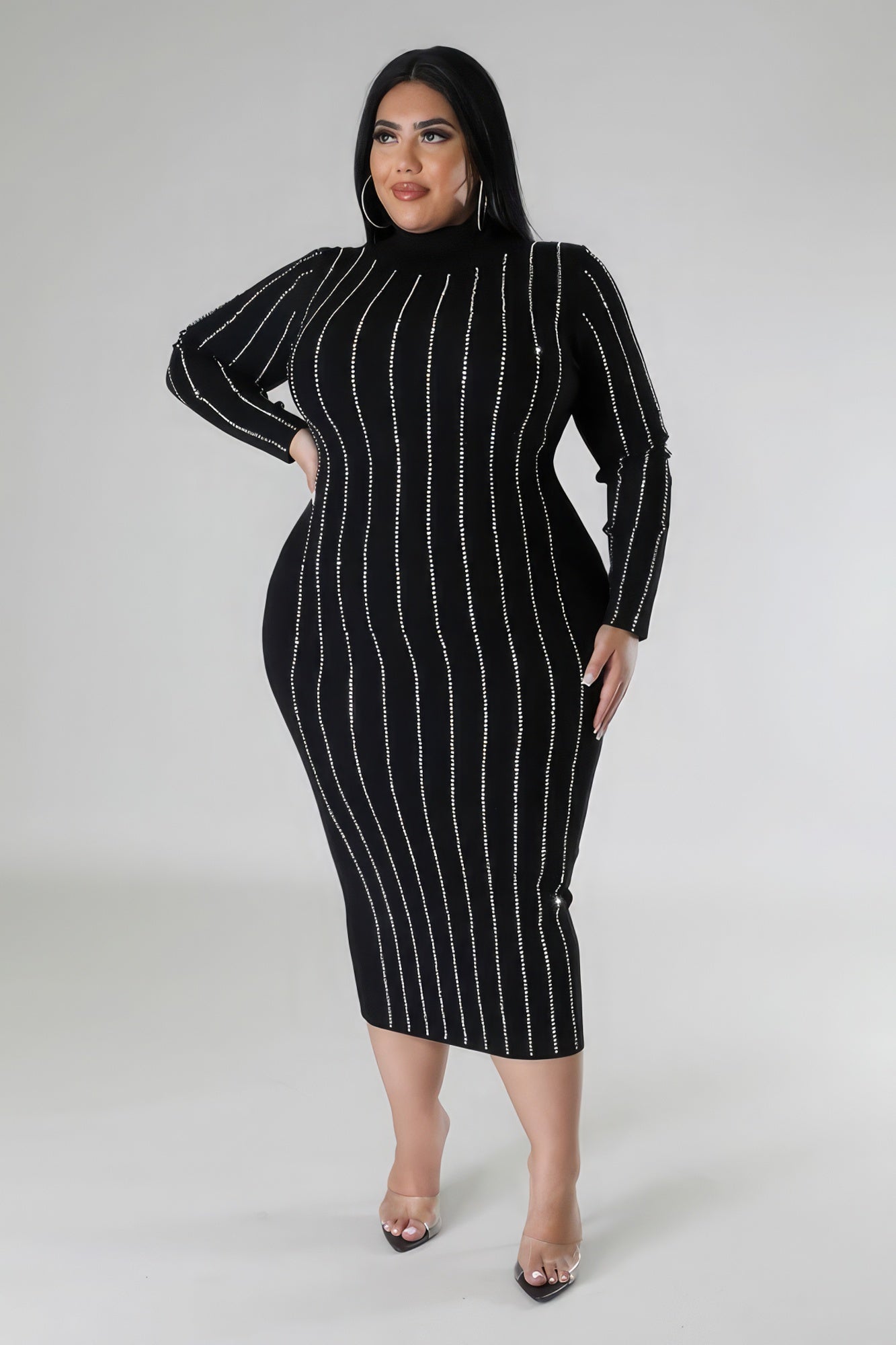 Vestido elástico con cuello de tortuga