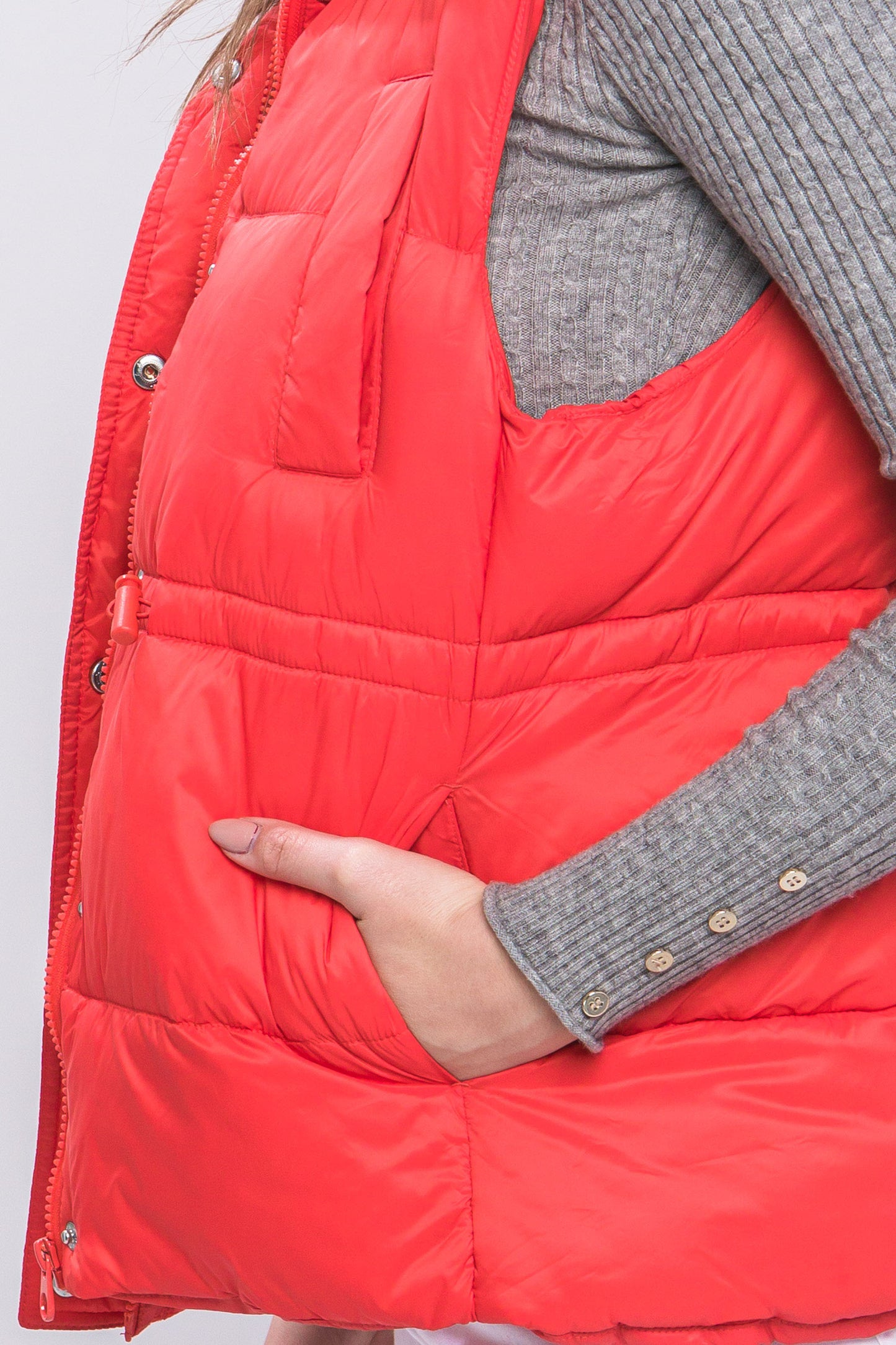 Gilet doudoune boutonné zippé avec bascules à la taille (5 couleurs)