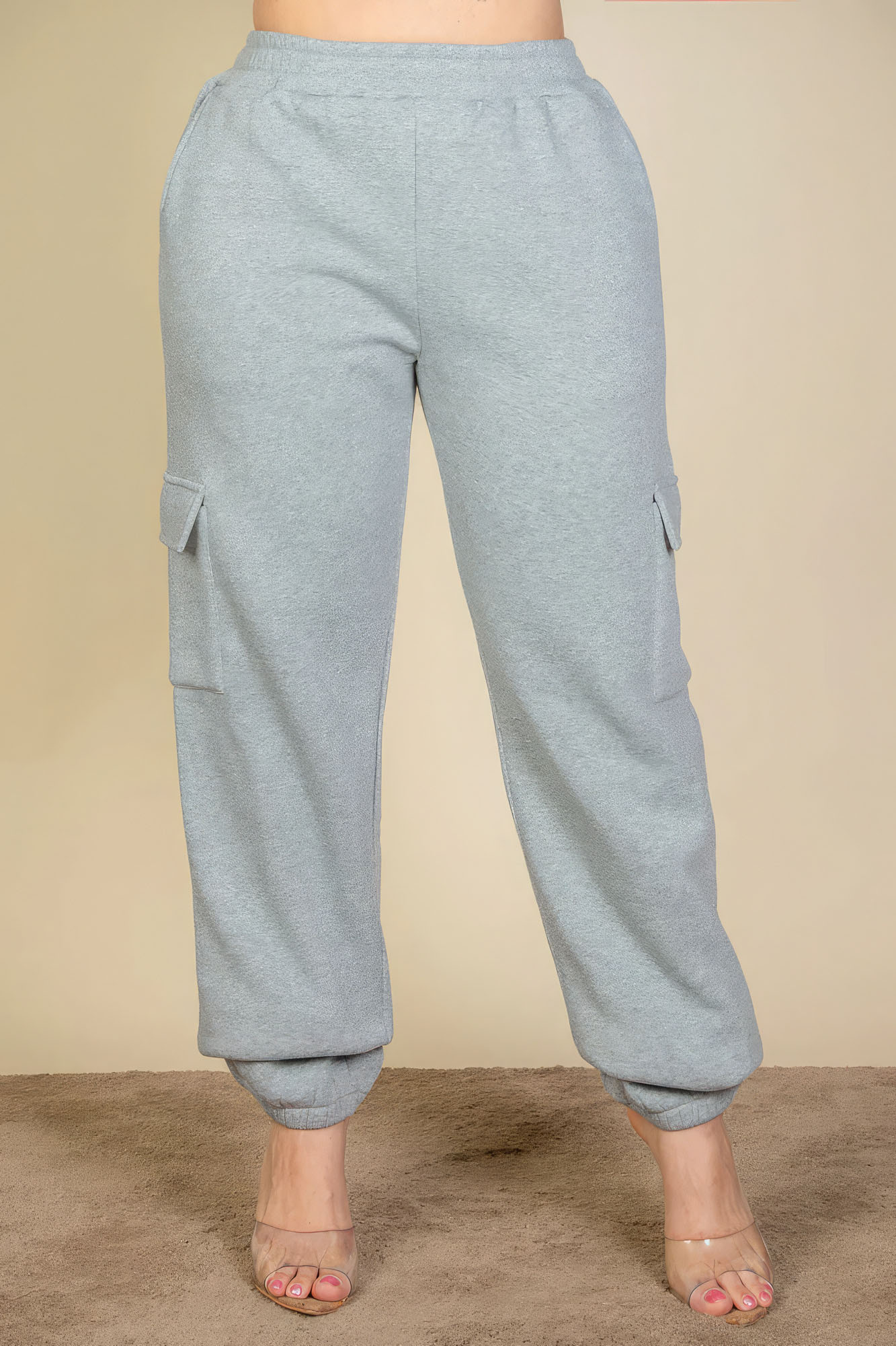 Pantalon de survêtement avec cordon de serrage et poche latérale de grande taille (4 couleurs)