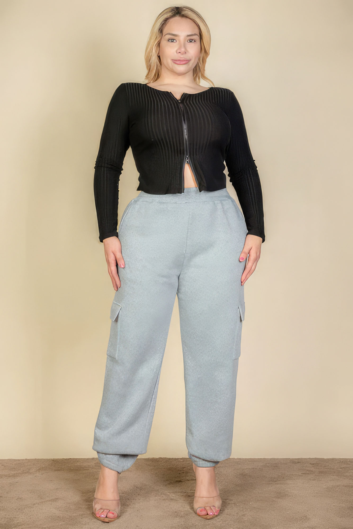 Pantalon de survêtement avec cordon de serrage et poche latérale de grande taille (4 couleurs)