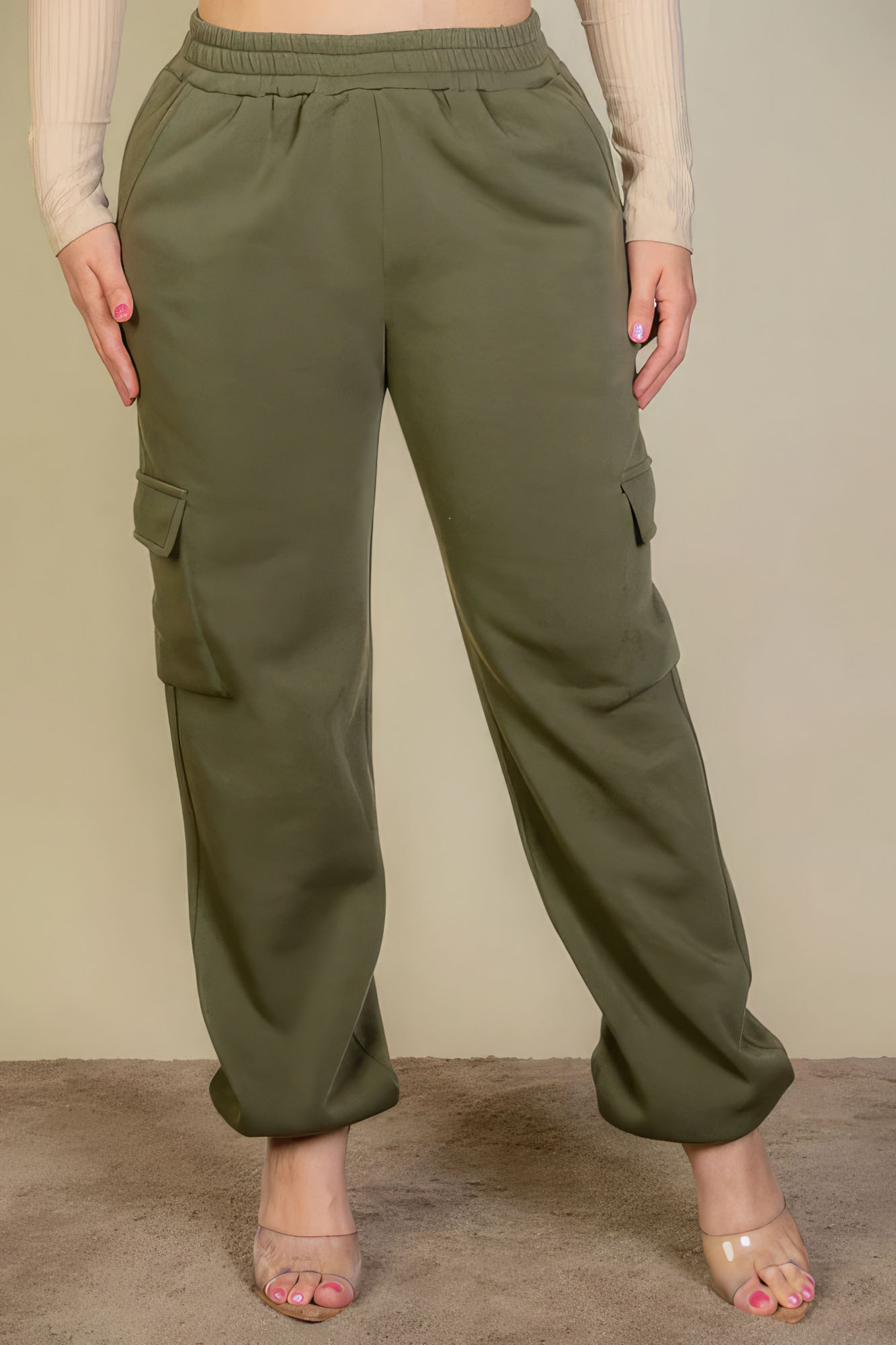 Pantalon de survêtement avec cordon de serrage et poche latérale de grande taille (4 couleurs)
