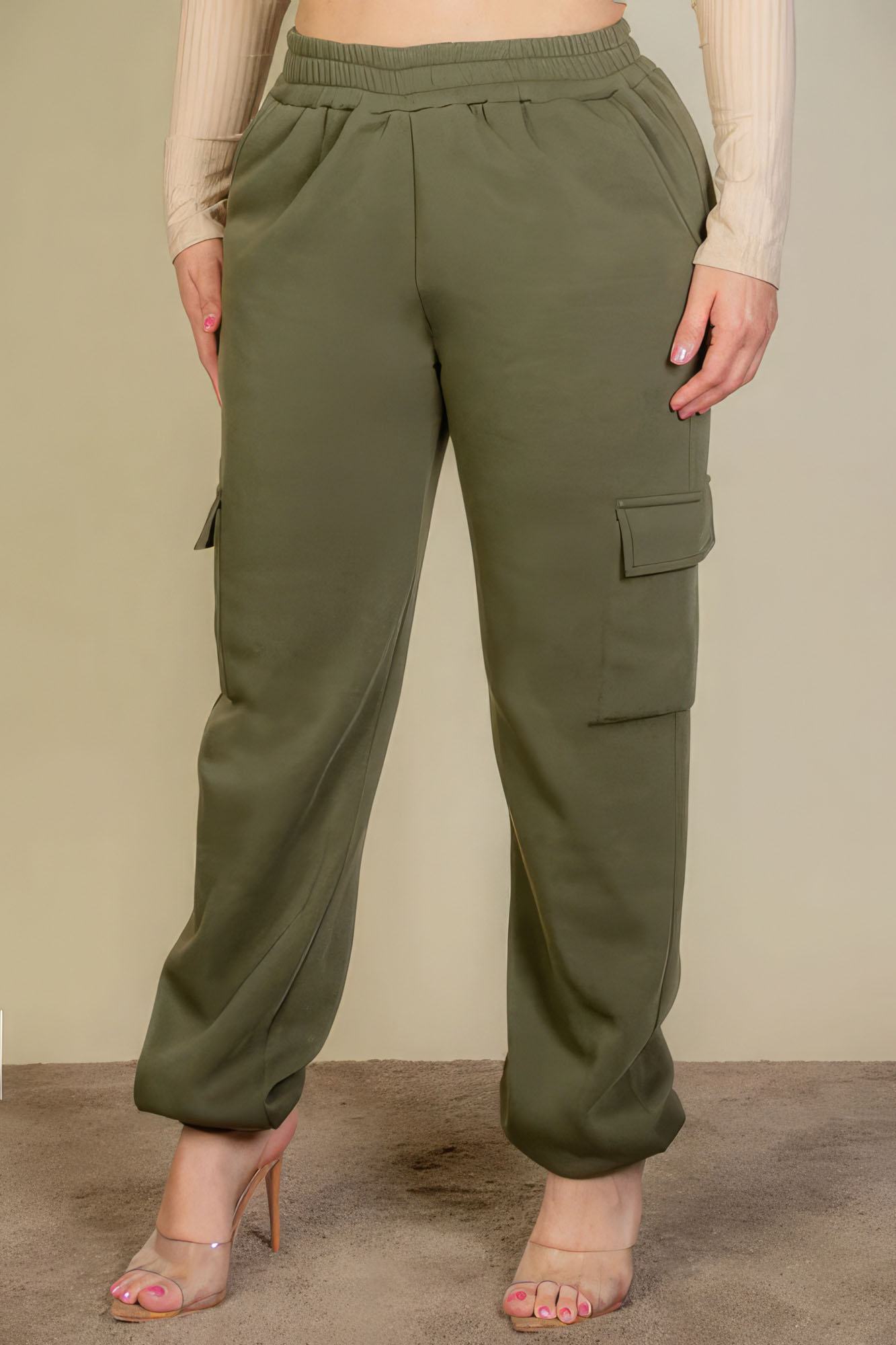 Pantalon de survêtement avec cordon de serrage et poche latérale de grande taille (4 couleurs)