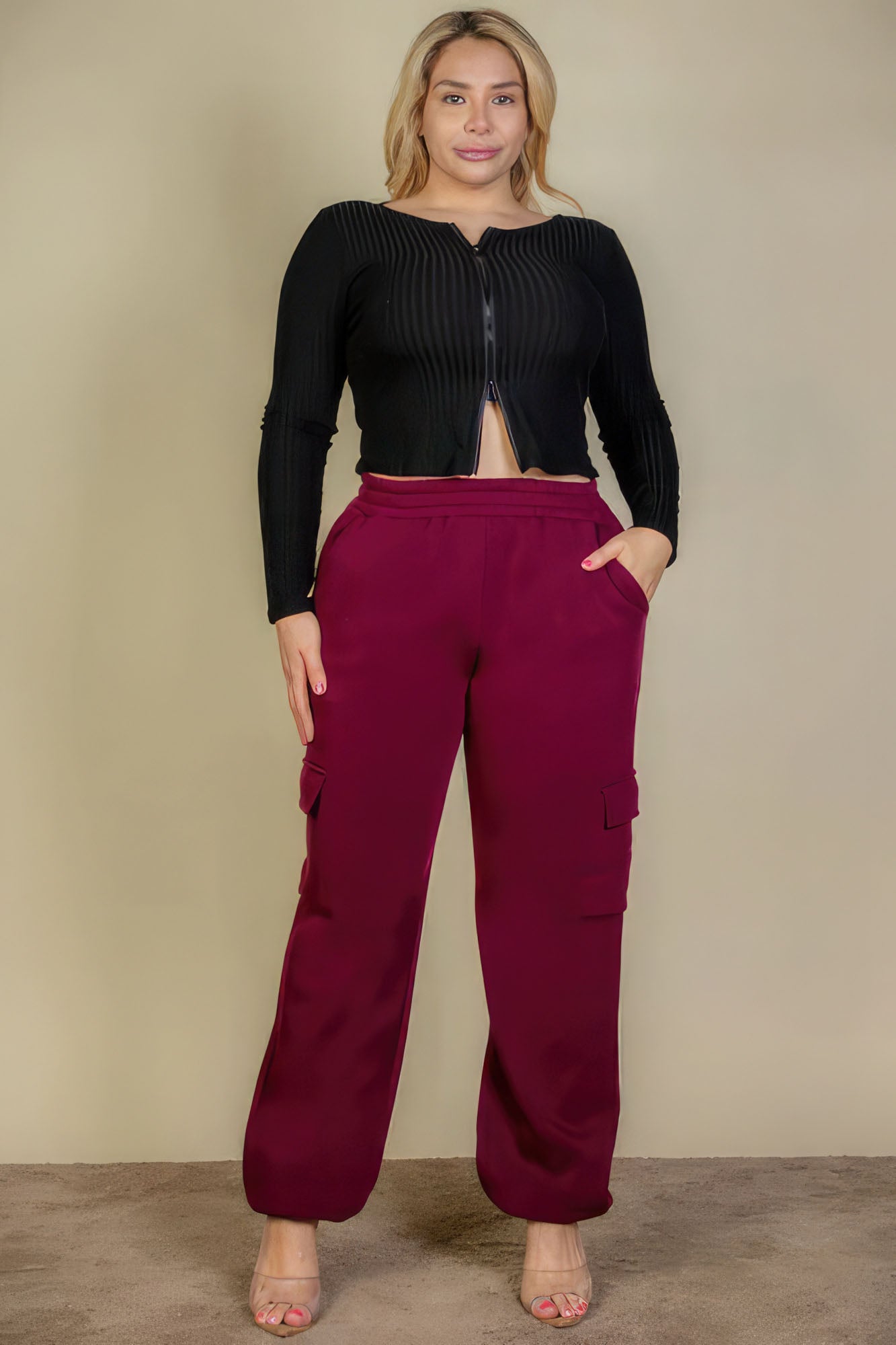 Pantalon de survêtement avec cordon de serrage et poche latérale de grande taille (4 couleurs)