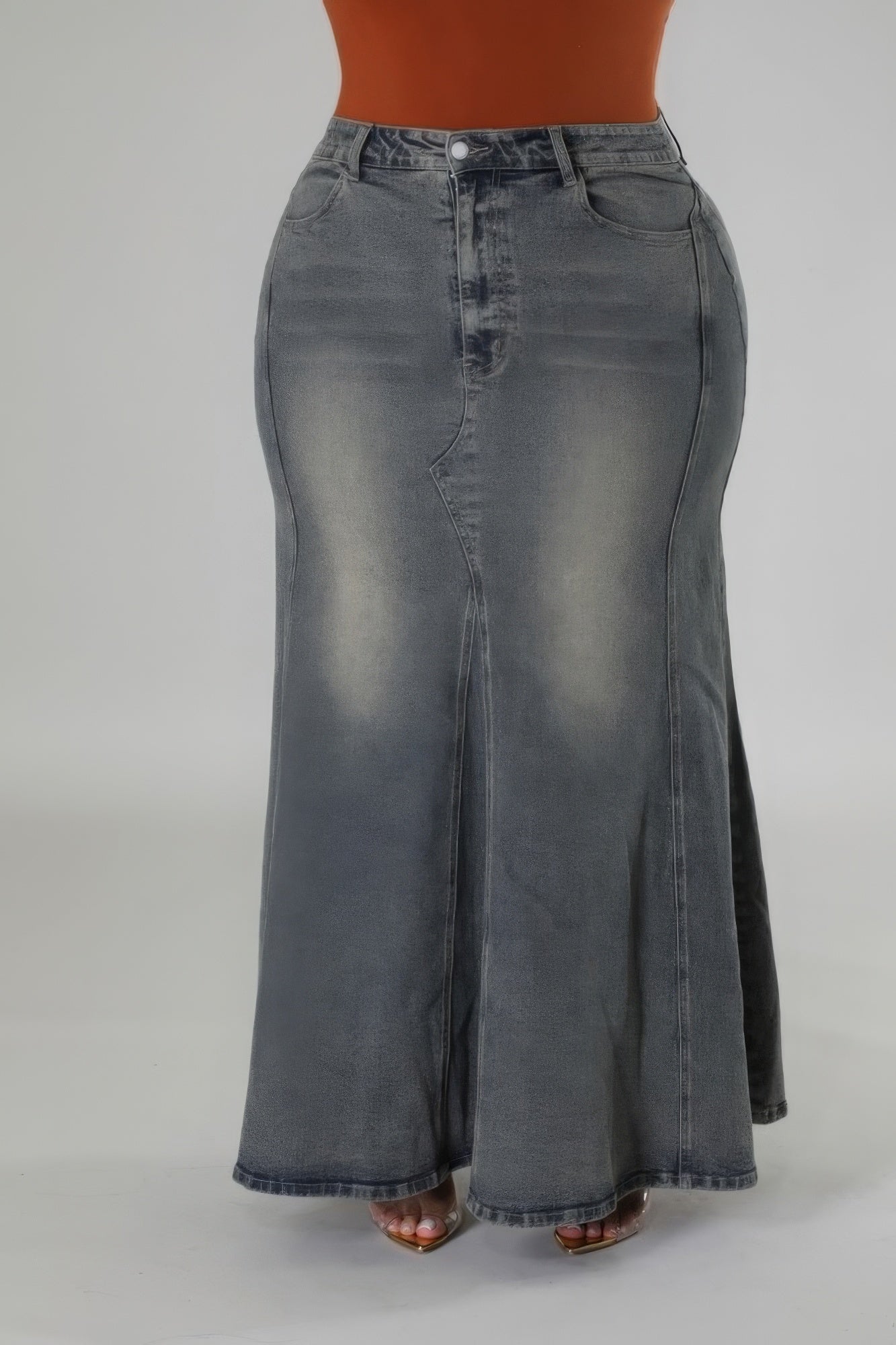 Jupe stretch taille haute en denim