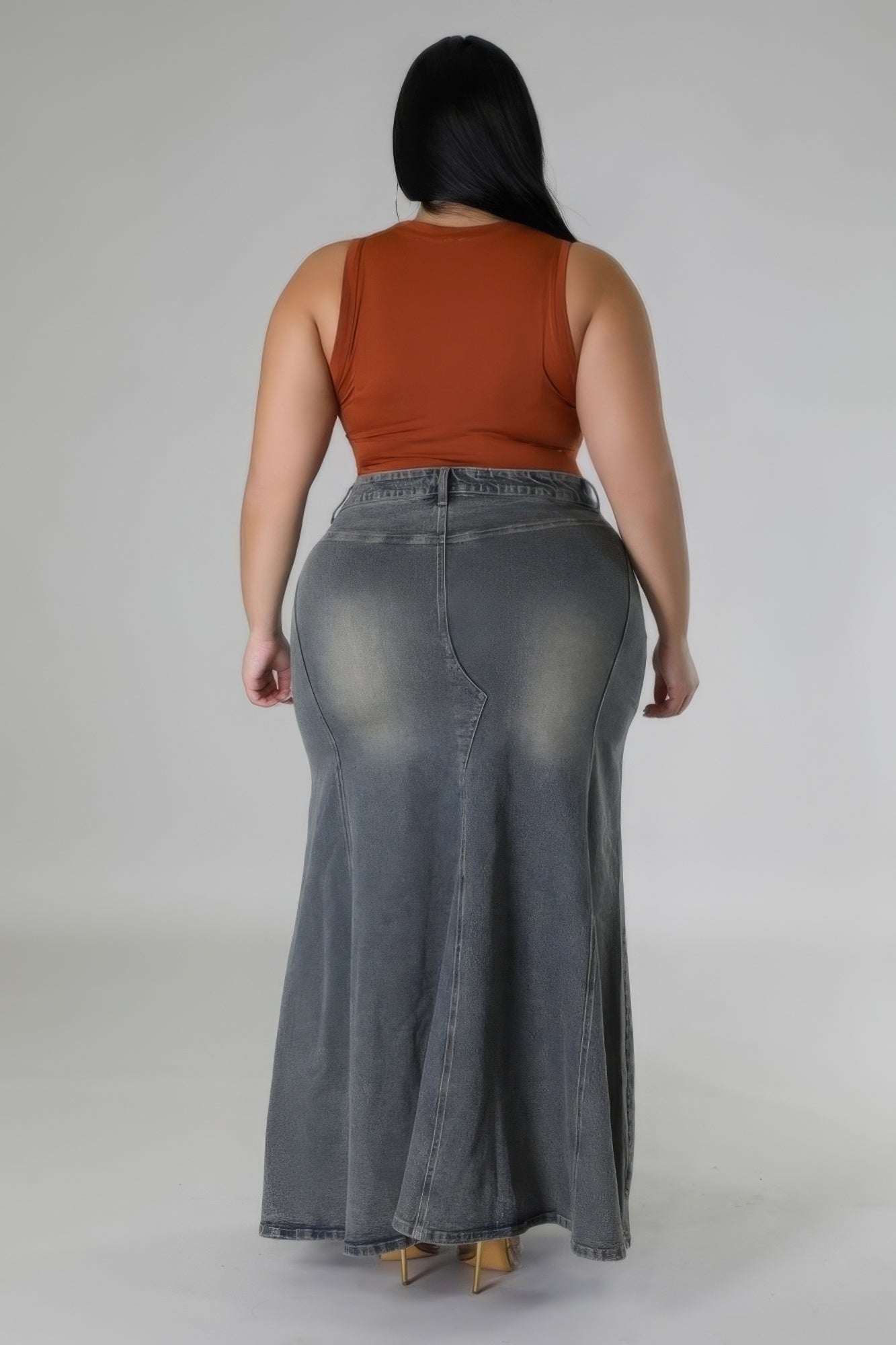 Jupe stretch taille haute en denim