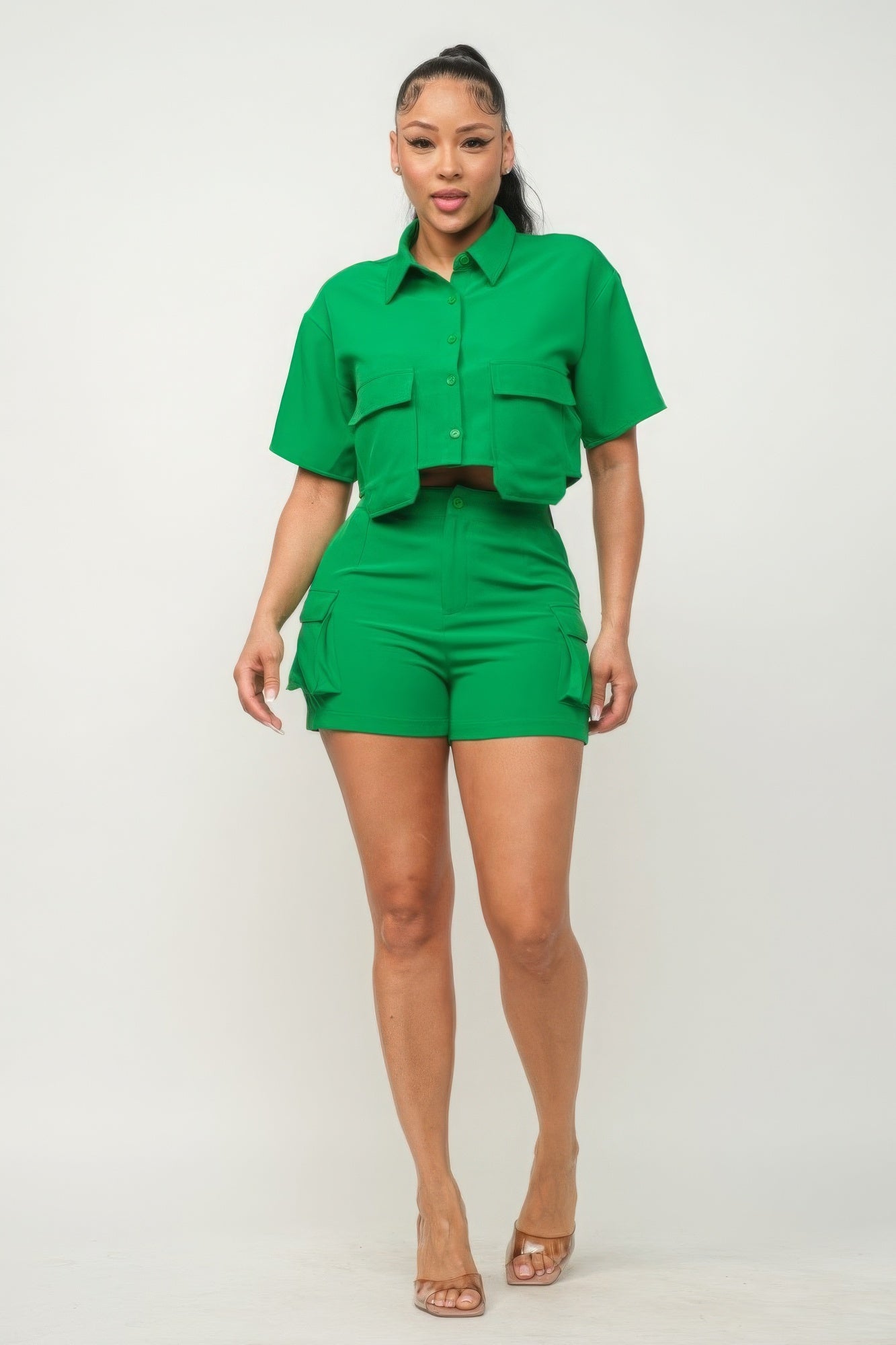CARGO Pocket Top And Shorts Set (4 Colors)