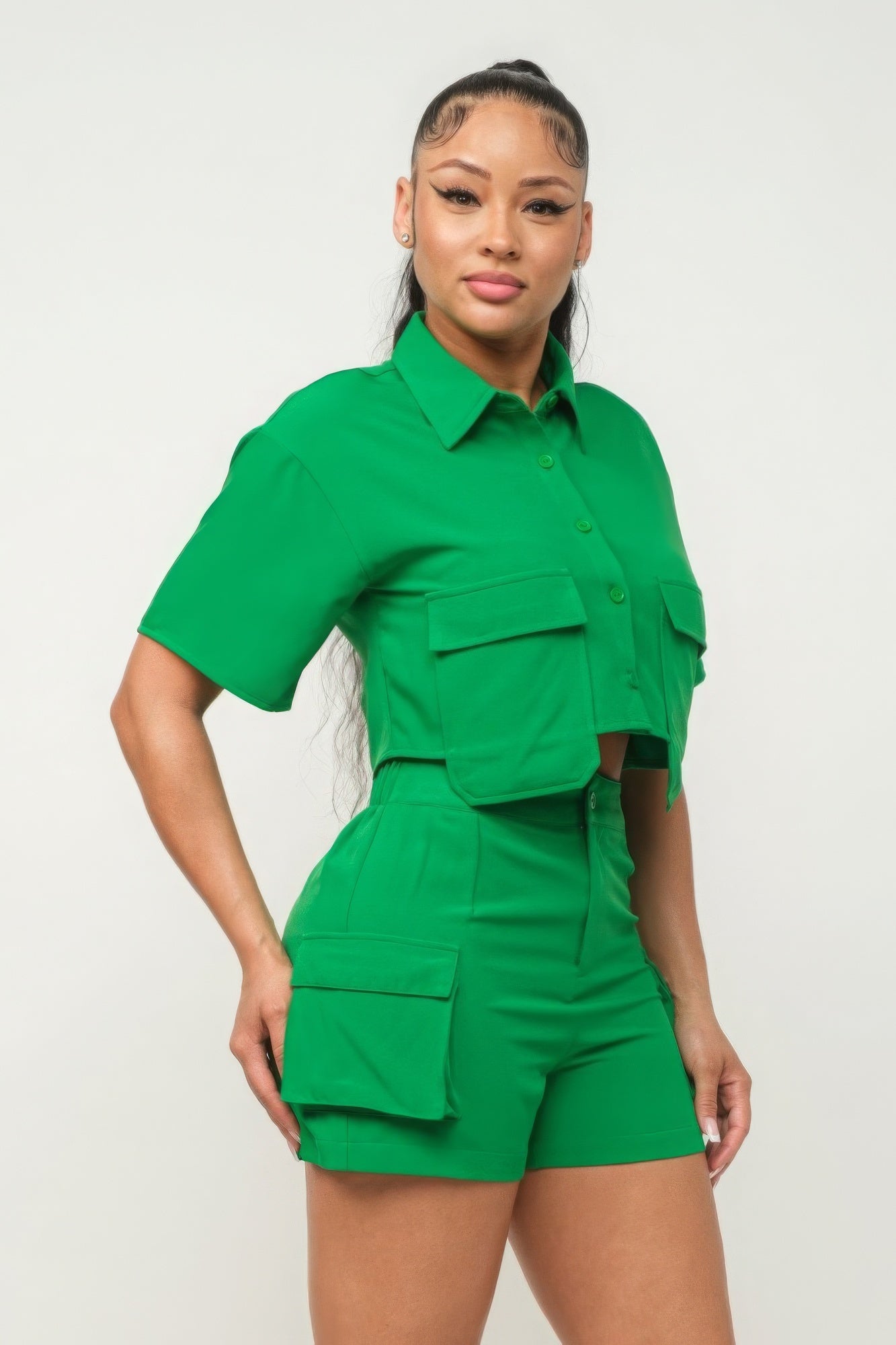 CARGO Pocket Top And Shorts Set (4 Colors)