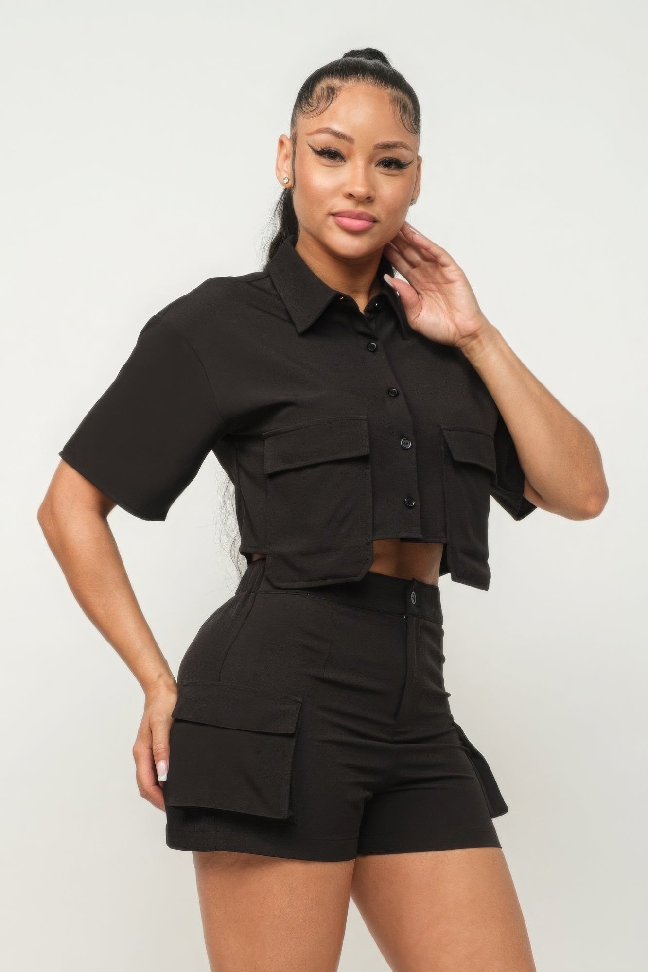 CARGO Pocket Top And Shorts Set (4 Colors)