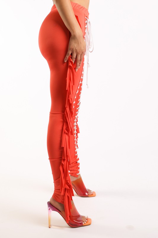 Pantalon à franges à lacets (plus de couleurs)