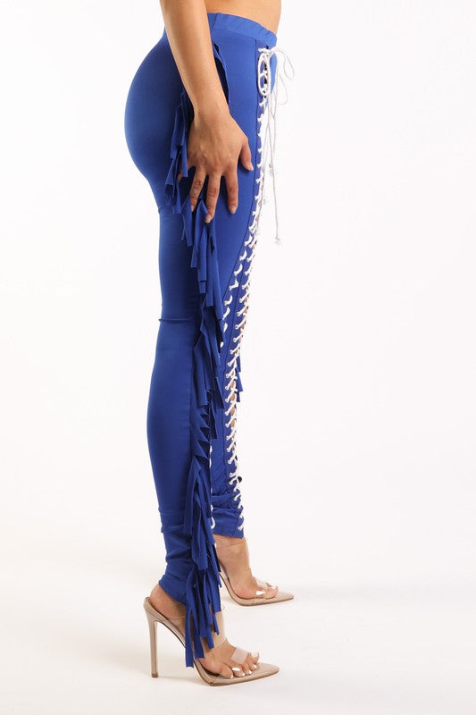 Pantalon à franges à lacets (plus de couleurs)