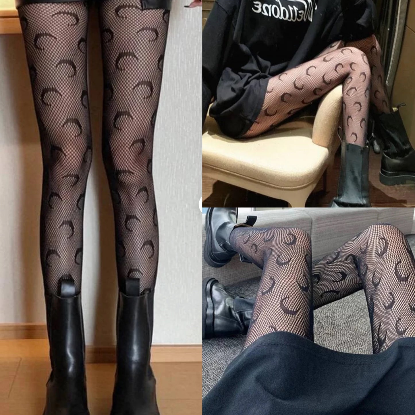 Collants à motif croissant de lune