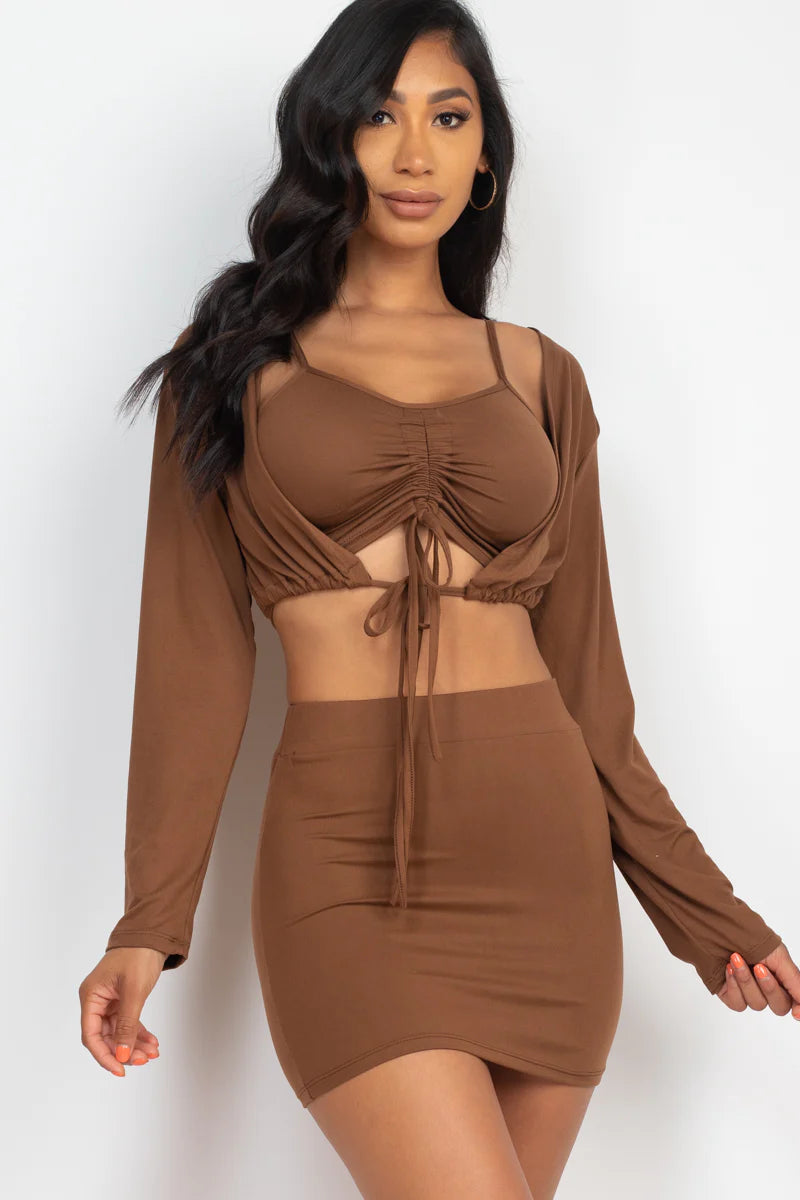 Conjunto de falda de 3 piezas "Bae" 8 colores (pequeño-grande)