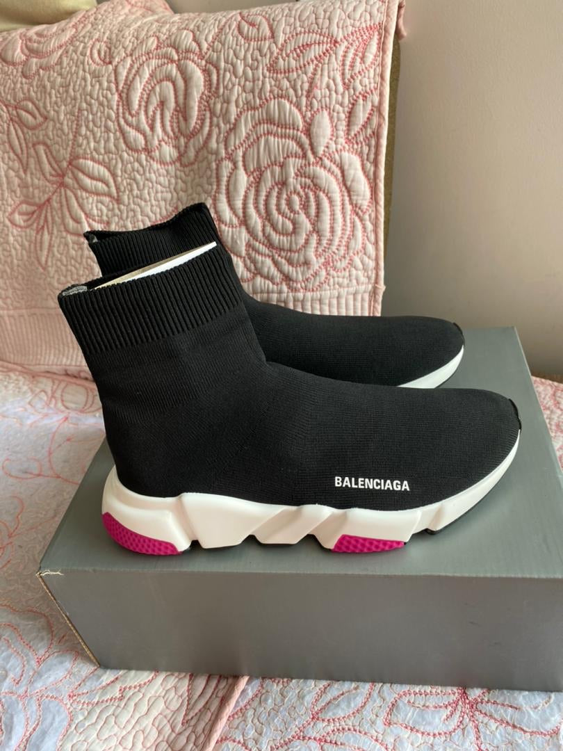 Baskets chaussettes BB roses et noires