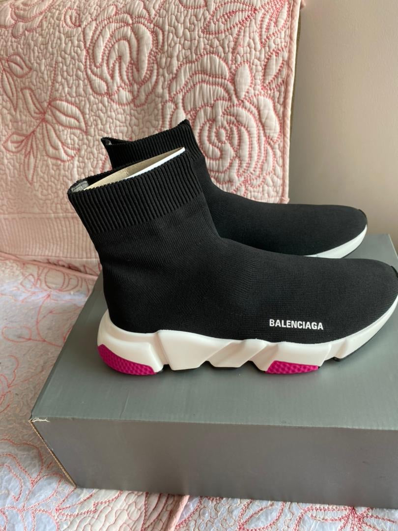 Baskets chaussettes BB roses et noires