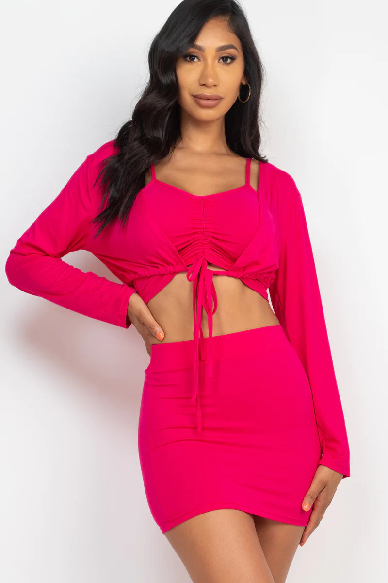 Conjunto de falda de 3 piezas "Bae" 8 colores (pequeño-grande)