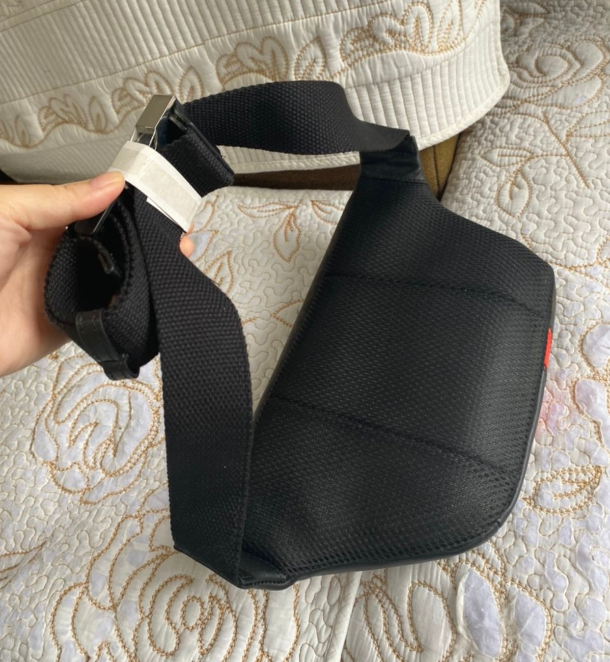 Sac Ceinture En Tissu à Motif FF Marron/Rouge