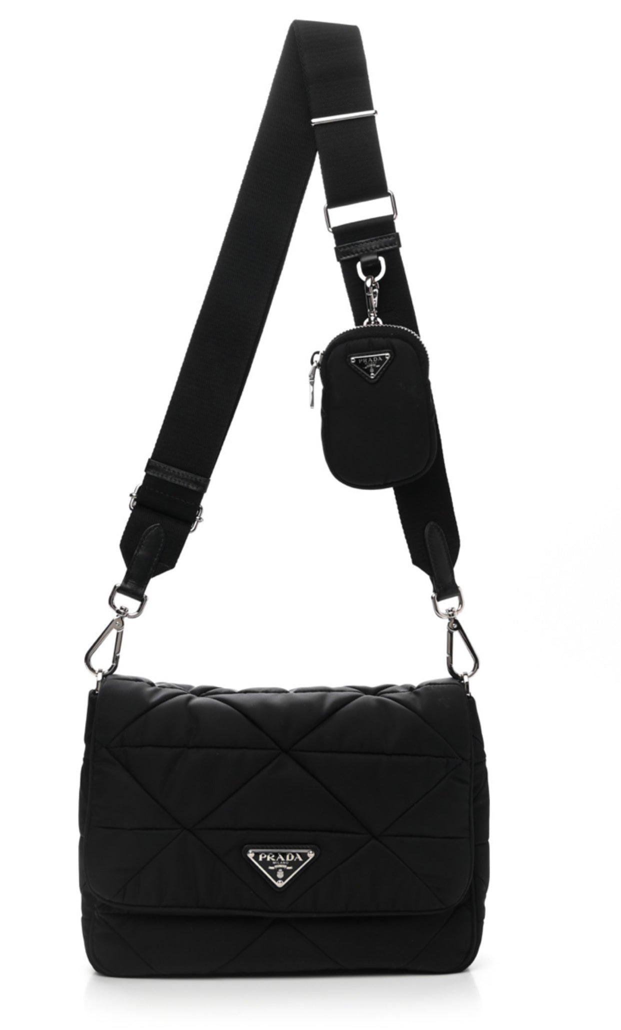 Sac à bandoulière matelassé en nylon Tessuto noir