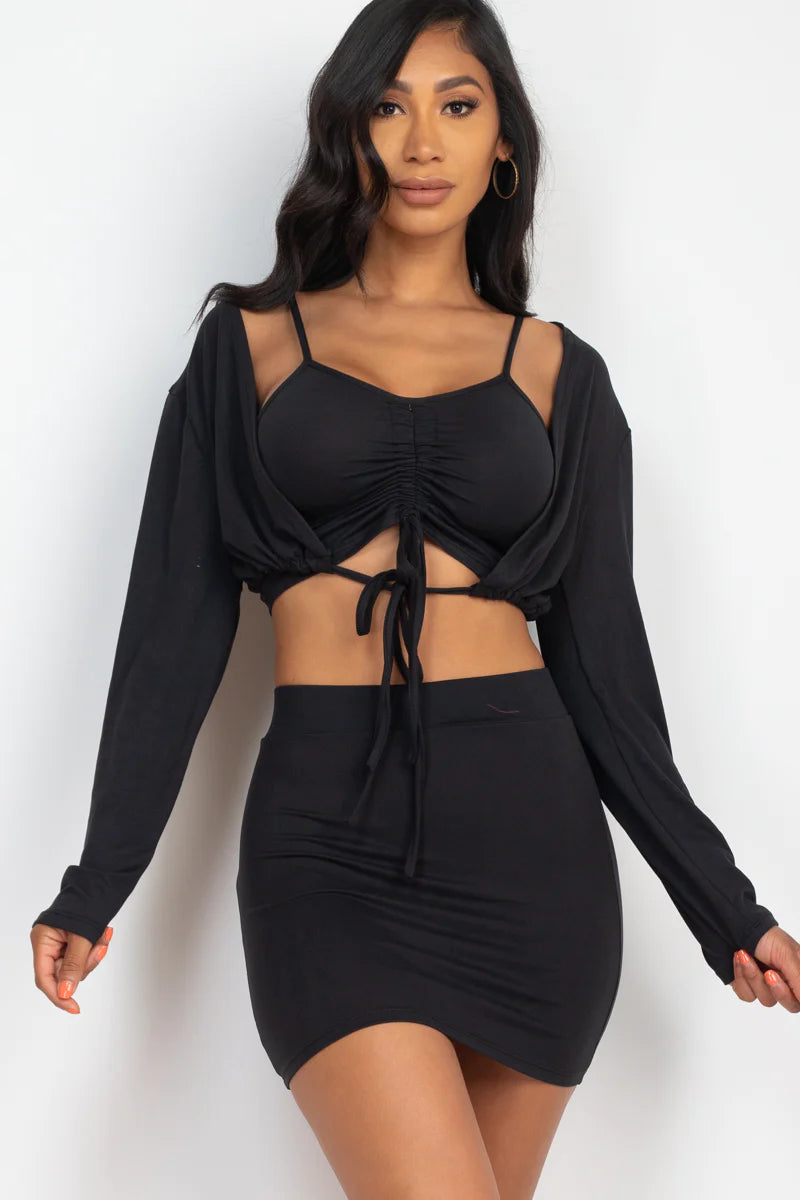Conjunto de falda de 3 piezas "Bae" 8 colores (pequeño-grande)