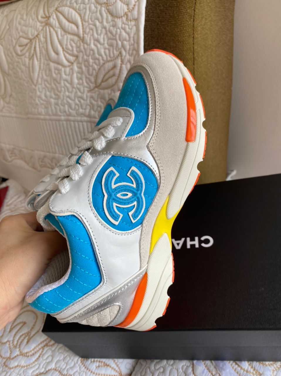 Zapatilla Coco Puntada Azul Naranja