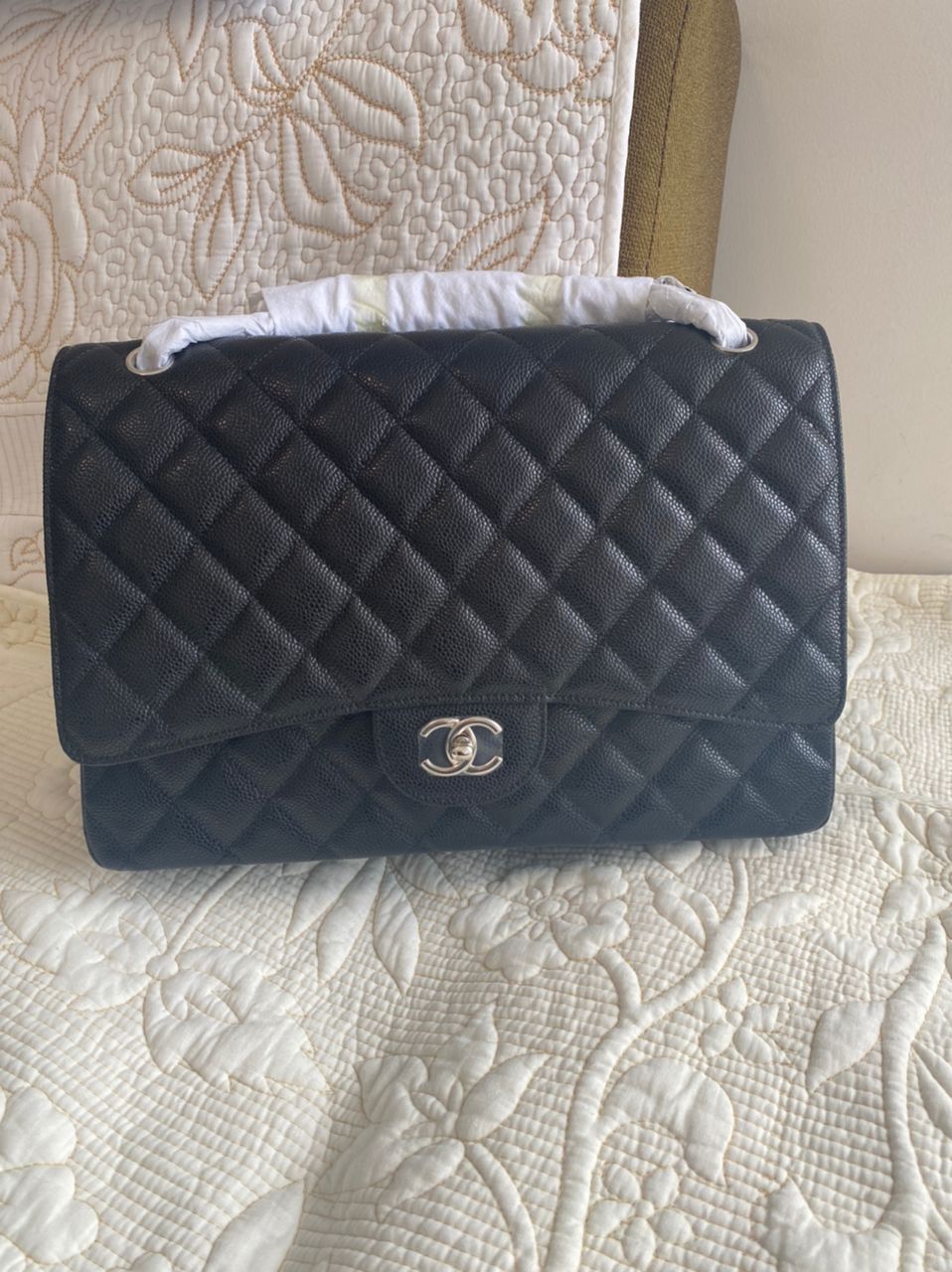 PETIT sac à rabat Cavier matelassé noir