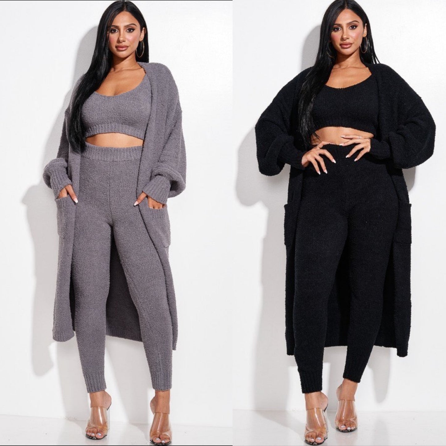Conjunto de punto acogedor de 3 piezas (2 colores)