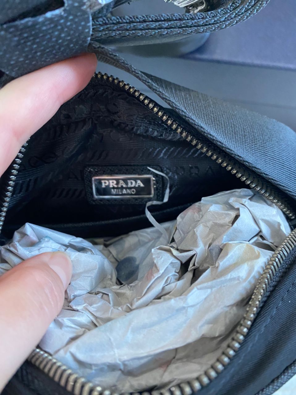 Sac porté épaule en Re-Nylon et cuir Saffiano
