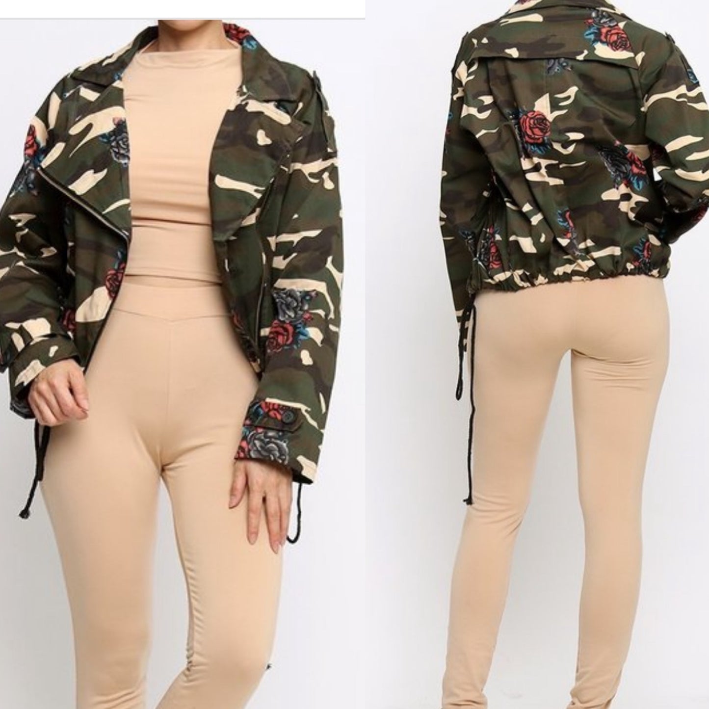 Veste camouflage et roses
