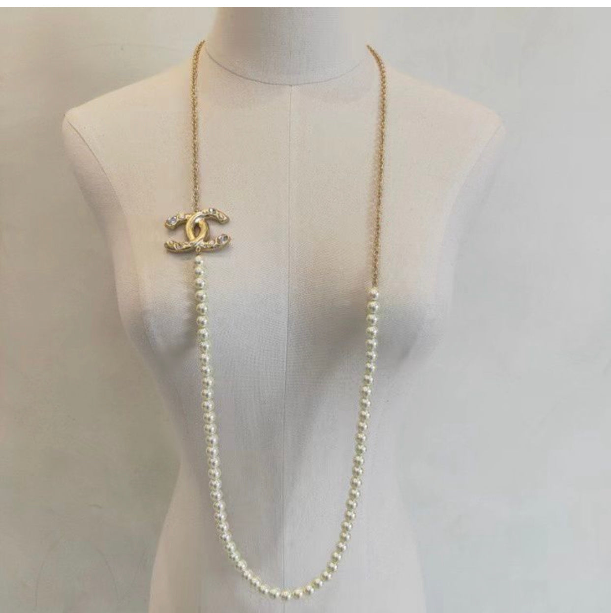 1/2 CC Pearl Logo Necklace