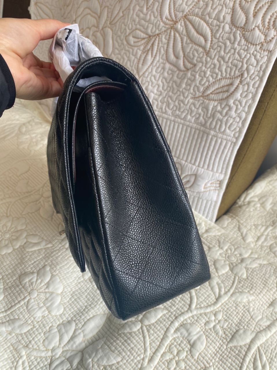 PETIT sac à rabat Cavier matelassé noir