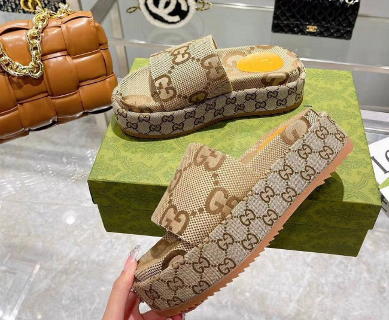 Sandale à glissière à plateforme Maxi Canvas GG (Femmes Sz 10)