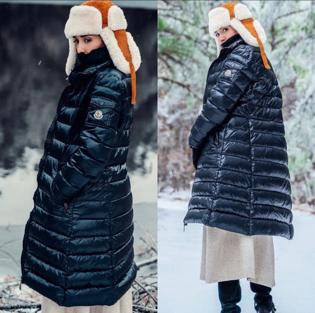 Doudoune longue en duvet Moka Sz L/XL