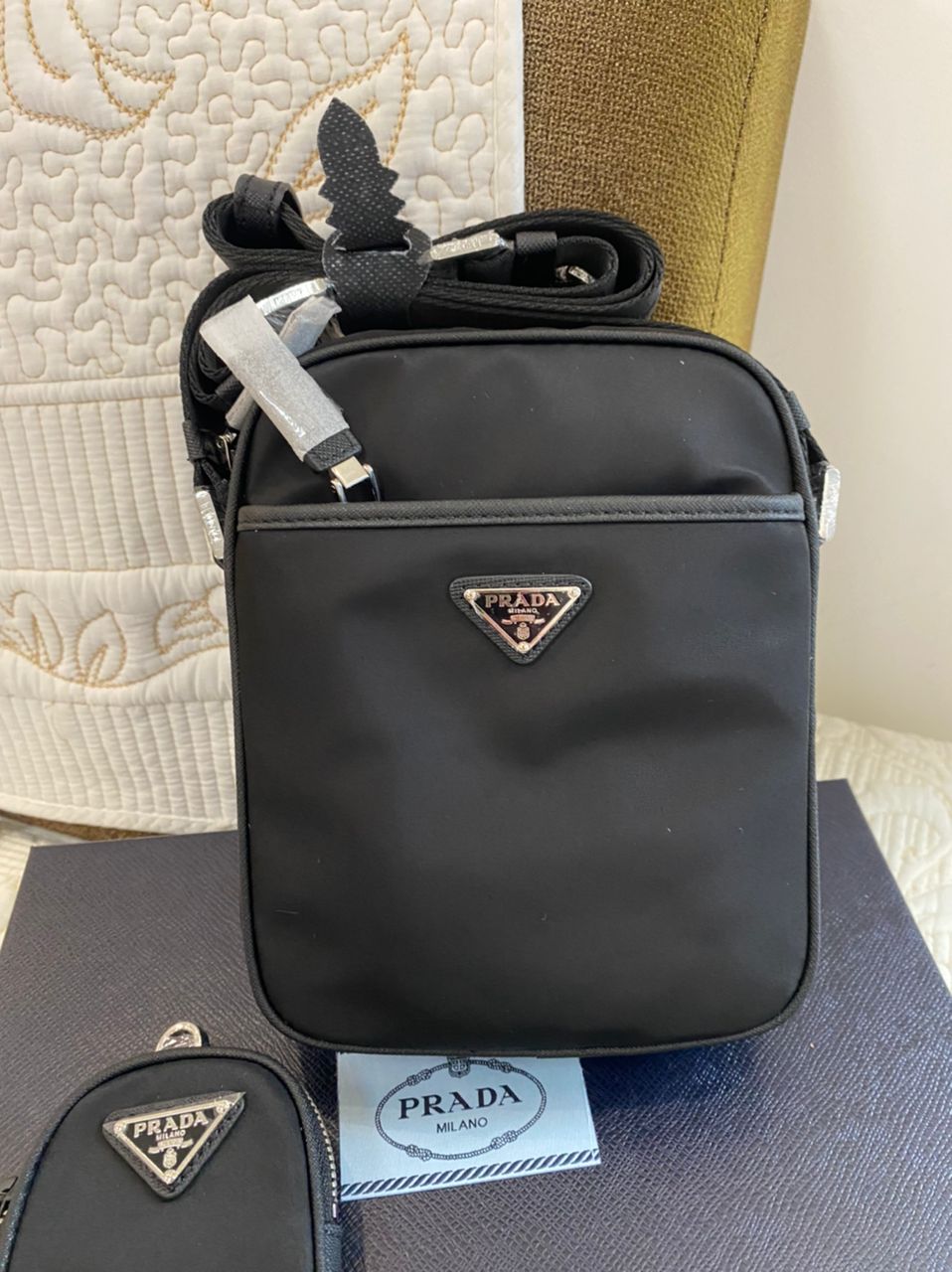 Sac porté épaule en Re-Nylon et cuir Saffiano
