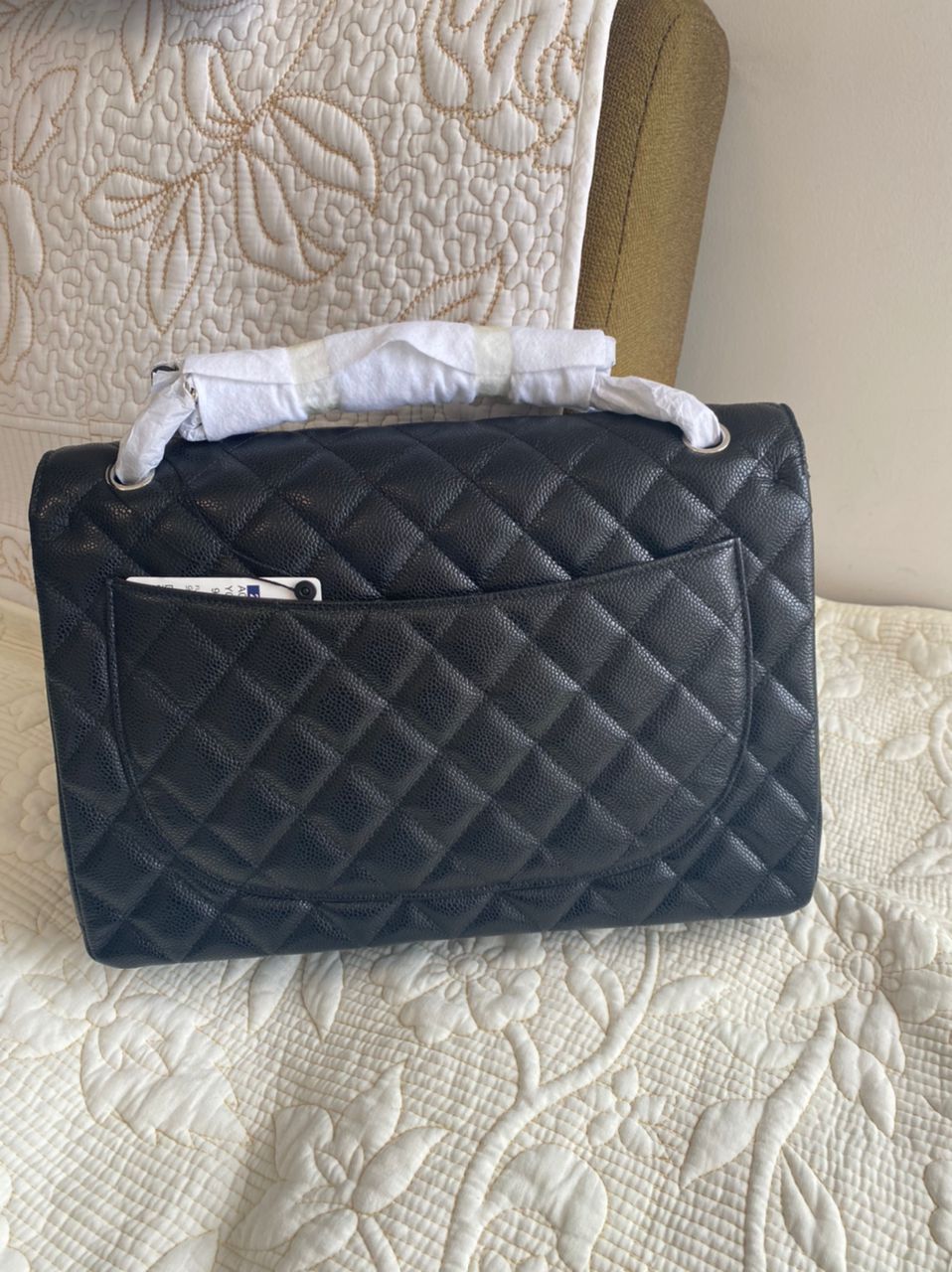 PETIT sac à rabat Cavier matelassé noir