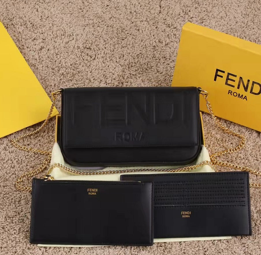 Pochette à chaîne avec logo imprimé FF