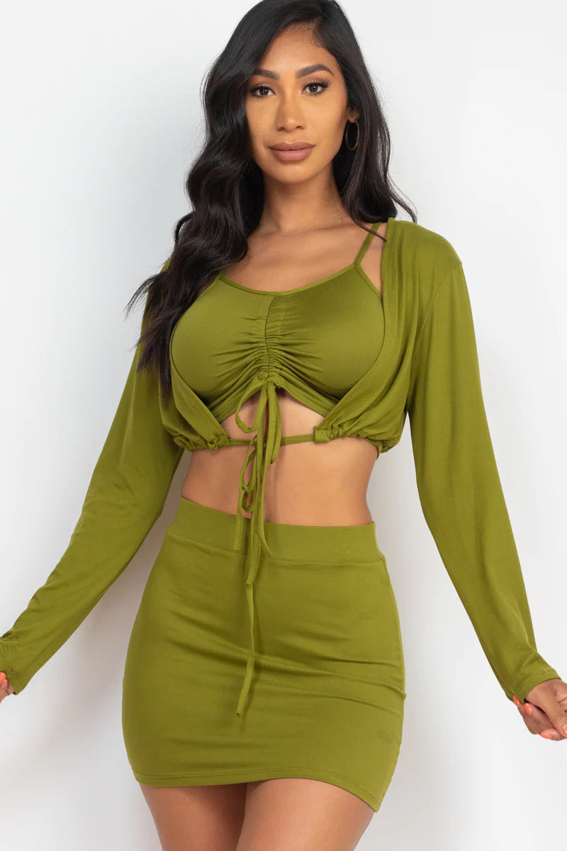 Conjunto de falda de 3 piezas "Bae" 8 colores (pequeño-grande)