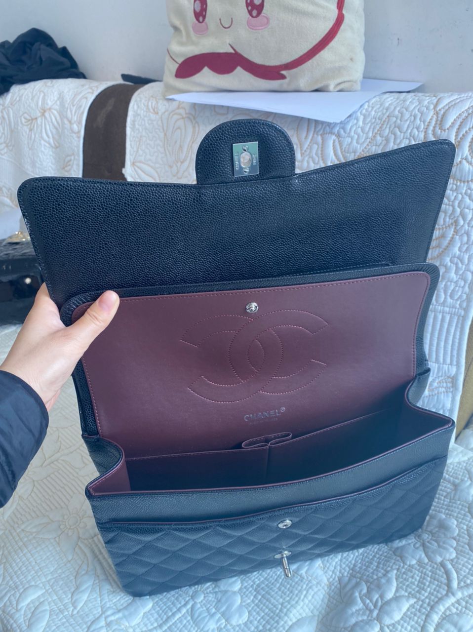 PETIT sac à rabat Cavier matelassé noir