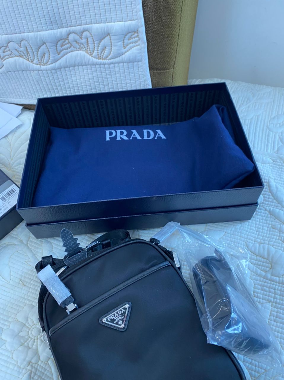 Sac porté épaule en Re-Nylon et cuir Saffiano