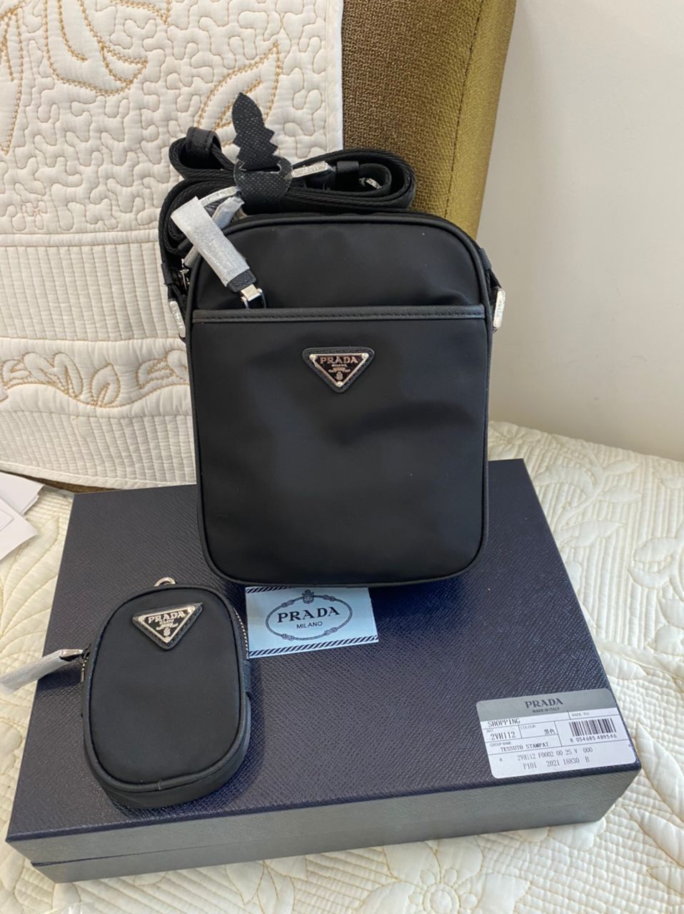 Sac porté épaule en Re-Nylon et cuir Saffiano
