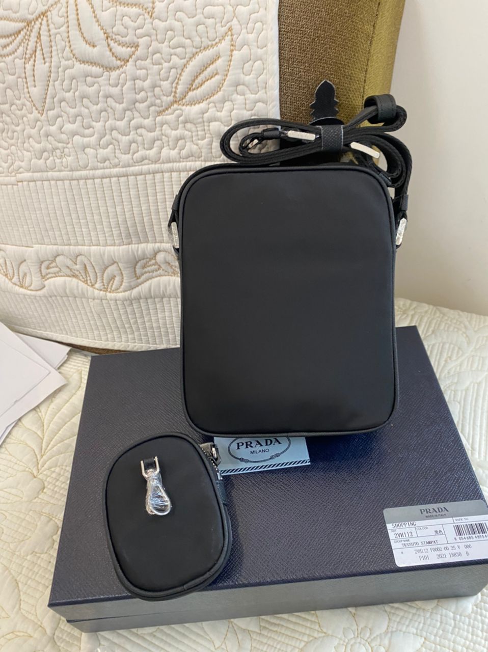 Sac porté épaule en Re-Nylon et cuir Saffiano