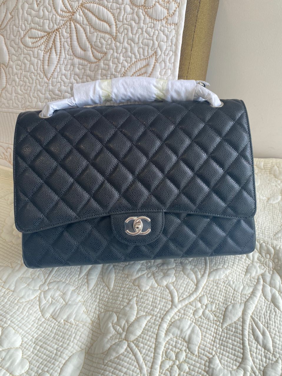 PETIT sac à rabat Cavier matelassé noir